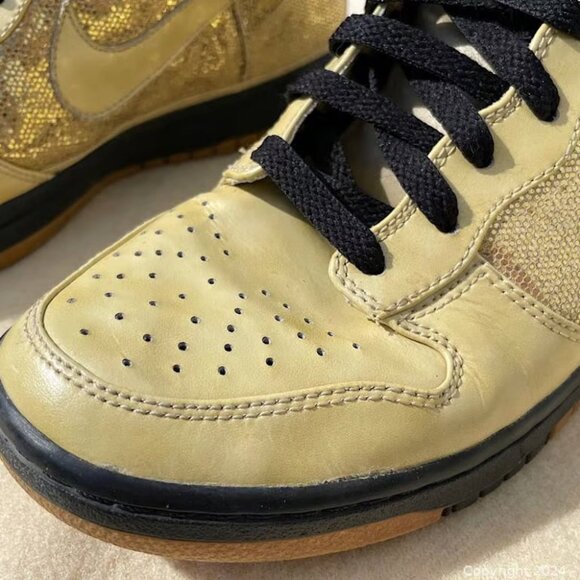 Vintage 2009 Nike SB Womens Dunk High Skinny 'Metallic Gold’ Great Condition - Picture 5 of 11